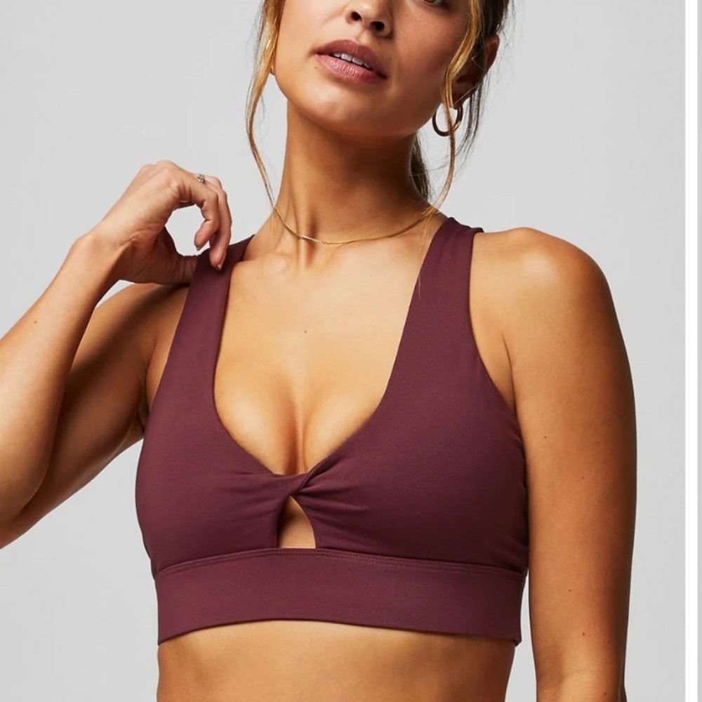 Fabletics Sports Bra in Deep Burgundy
